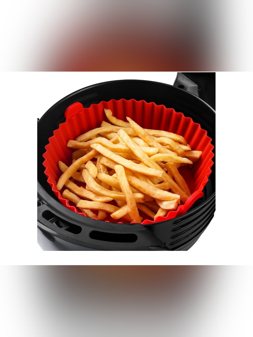 Brand New Set Of 2 Reusable Red And Grey Silicone Air Fryer Liner